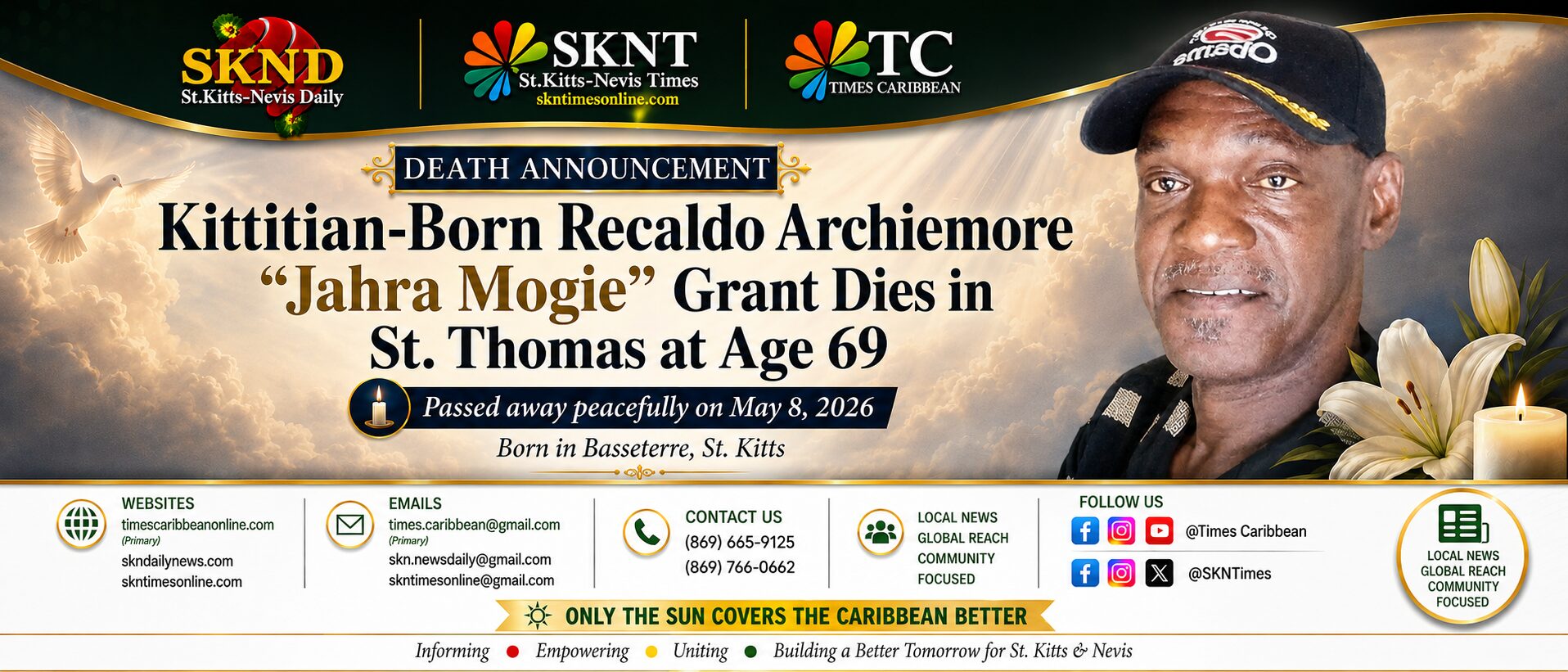 Kittitian-Born Recaldo Archiemore “Jahra Mogie” Grant Dies in St. Thomas at Age 69