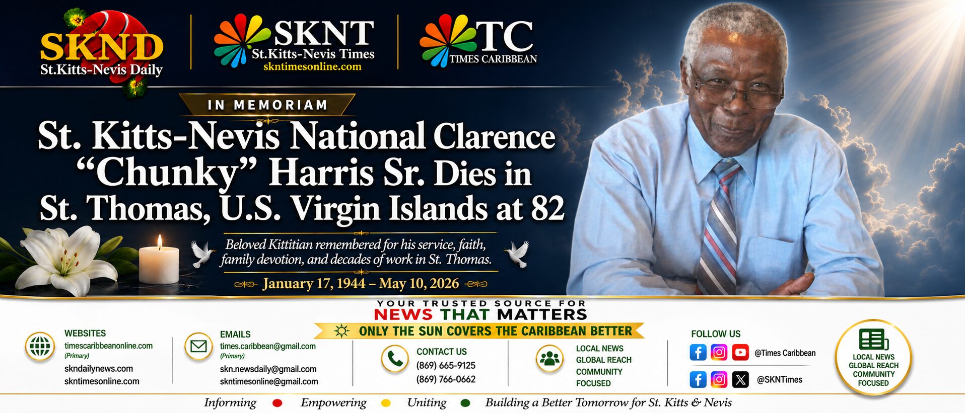 St. Kitts-Nevis National Clarence “Chunky” Harris Sr. Dies in St. Thomas, U.S. Virgin Islands at 82