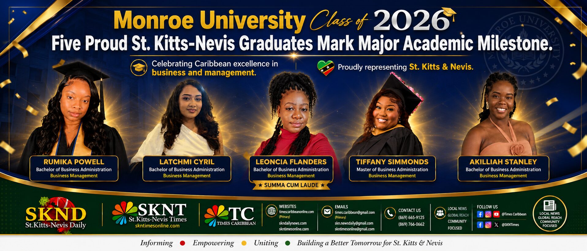 Monroe University Class of 2026: Five Proud St. Kitts-Nevis Graduates Mark Major Academic Milestone
