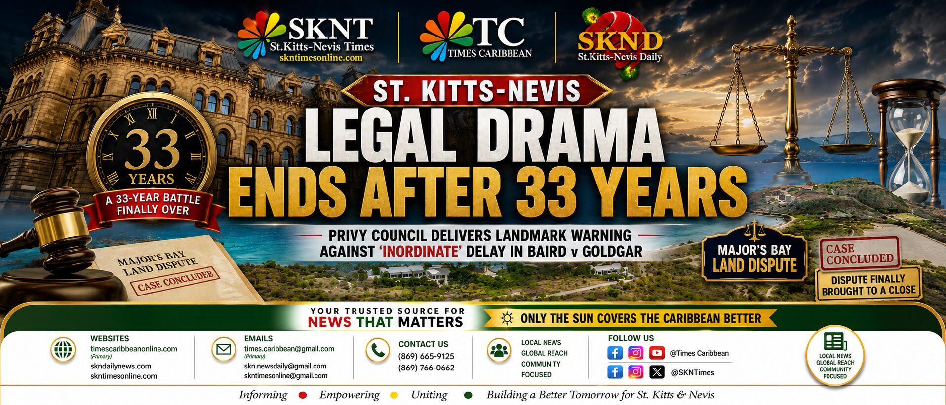 ST. KITTS-NEVIS LEGAL DRAMA ENDS AFTER 33 YEARS: PRIVY COUNCIL DELIVERS LANDMARK WARNING AGAINST “INORDINATE” DELAY IN BAIRD v GOLDGAR