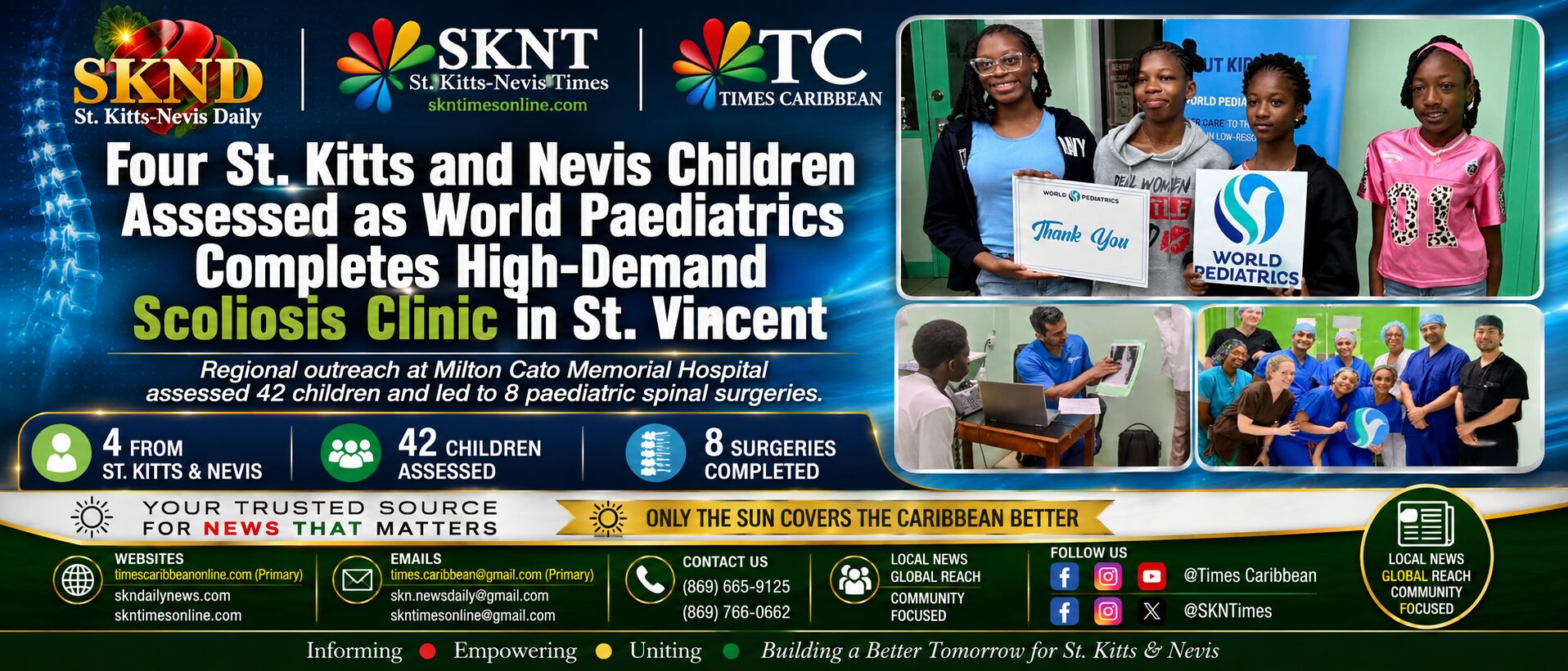Four St. Kitts and Nevis Children Assessed as World Paediatrics Completes High-Demand Scoliosis Clinic in St. Vincent
