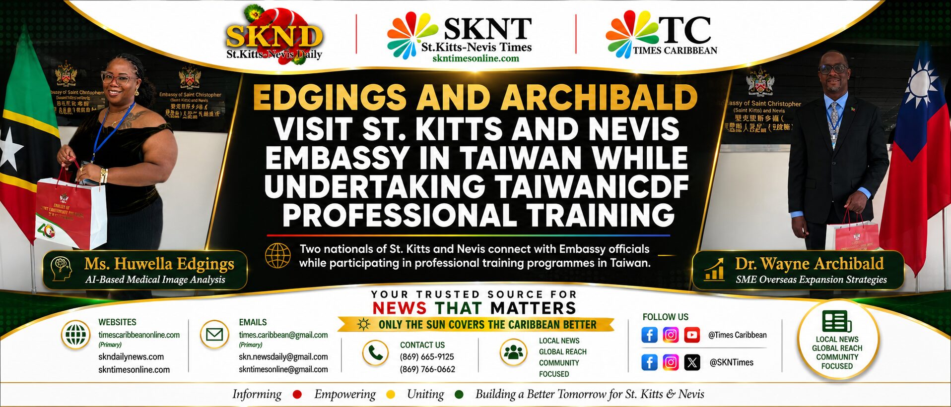 Edgings and Archibald Visit St. Kitts and Nevis Embassy in Taiwan While Undertaking TaiwanICDF Professional Training